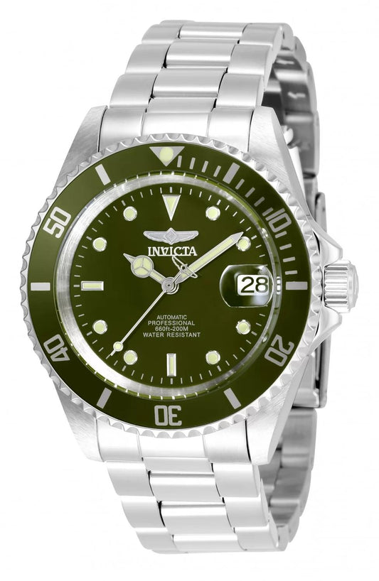 Invicta 35690 watch with green dial and stainless steel band