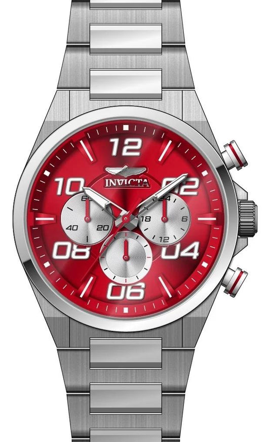 Invicta 50426 watch with red dial and stainless steel band