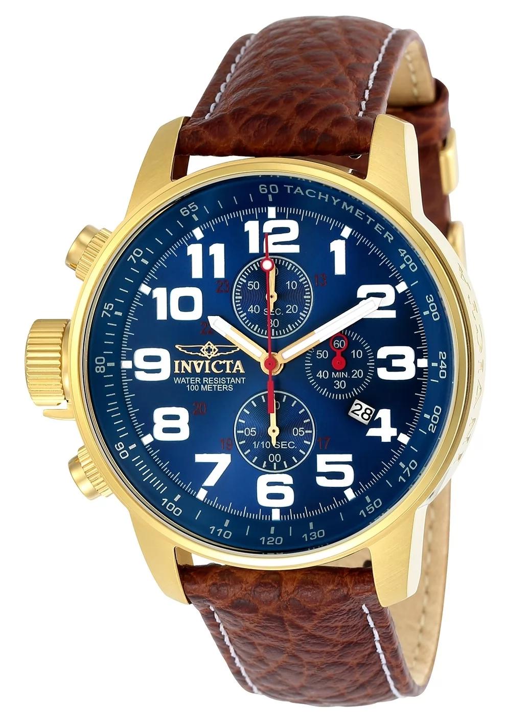 Invicta 3329 watch with blue dial and leather band