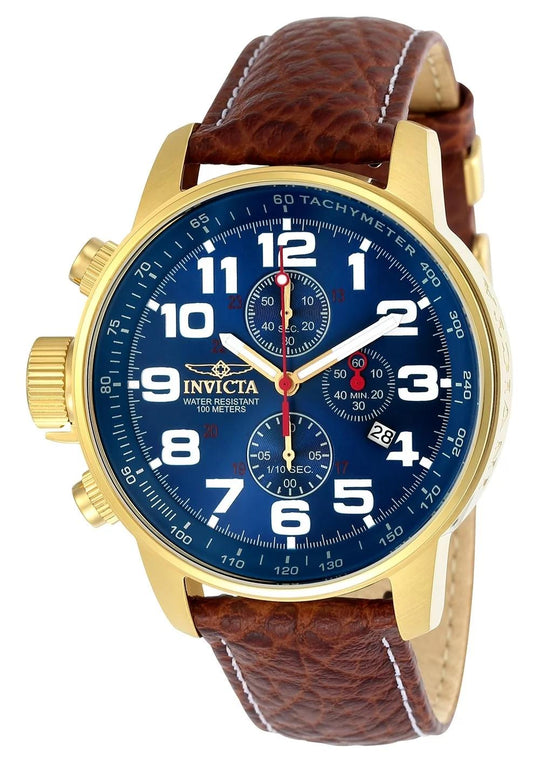 Invicta 3329 watch with blue dial and leather band