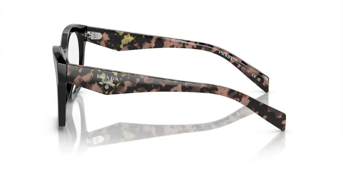 Prada PRA05V-13P1O1-52 eyeglasses in black frame with clear lenses