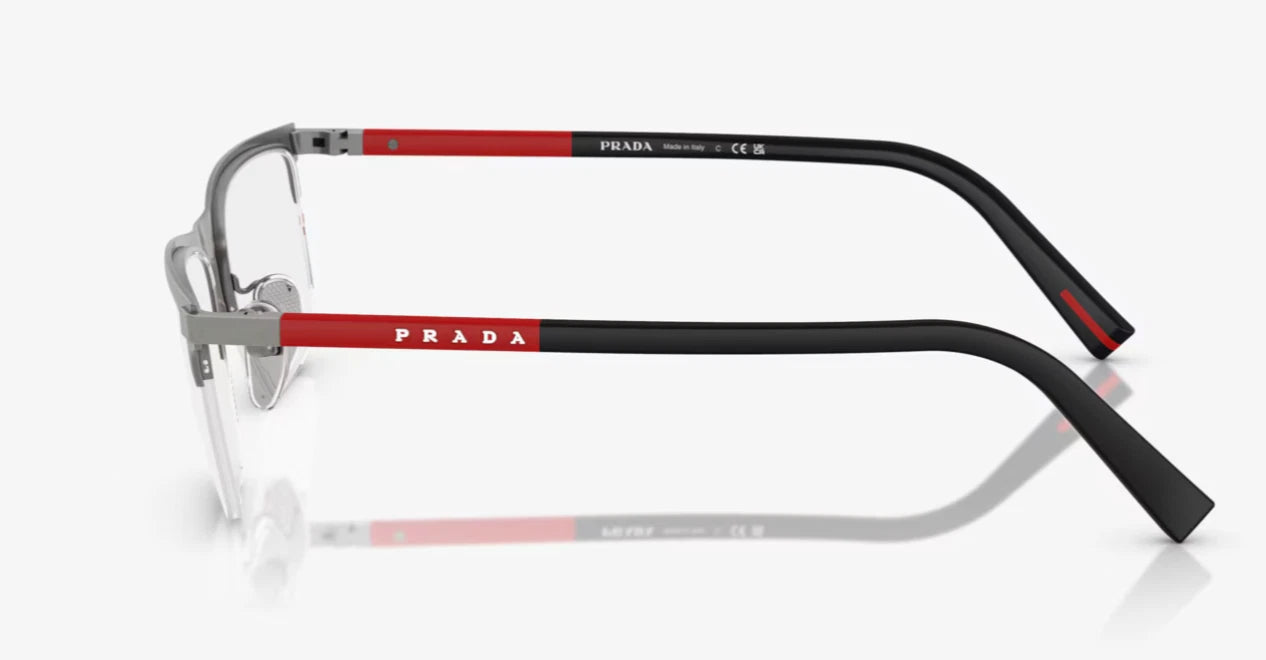 Prada PS50RV-DHG1O1-55 eyeglasses in black / red frame with clear lenses