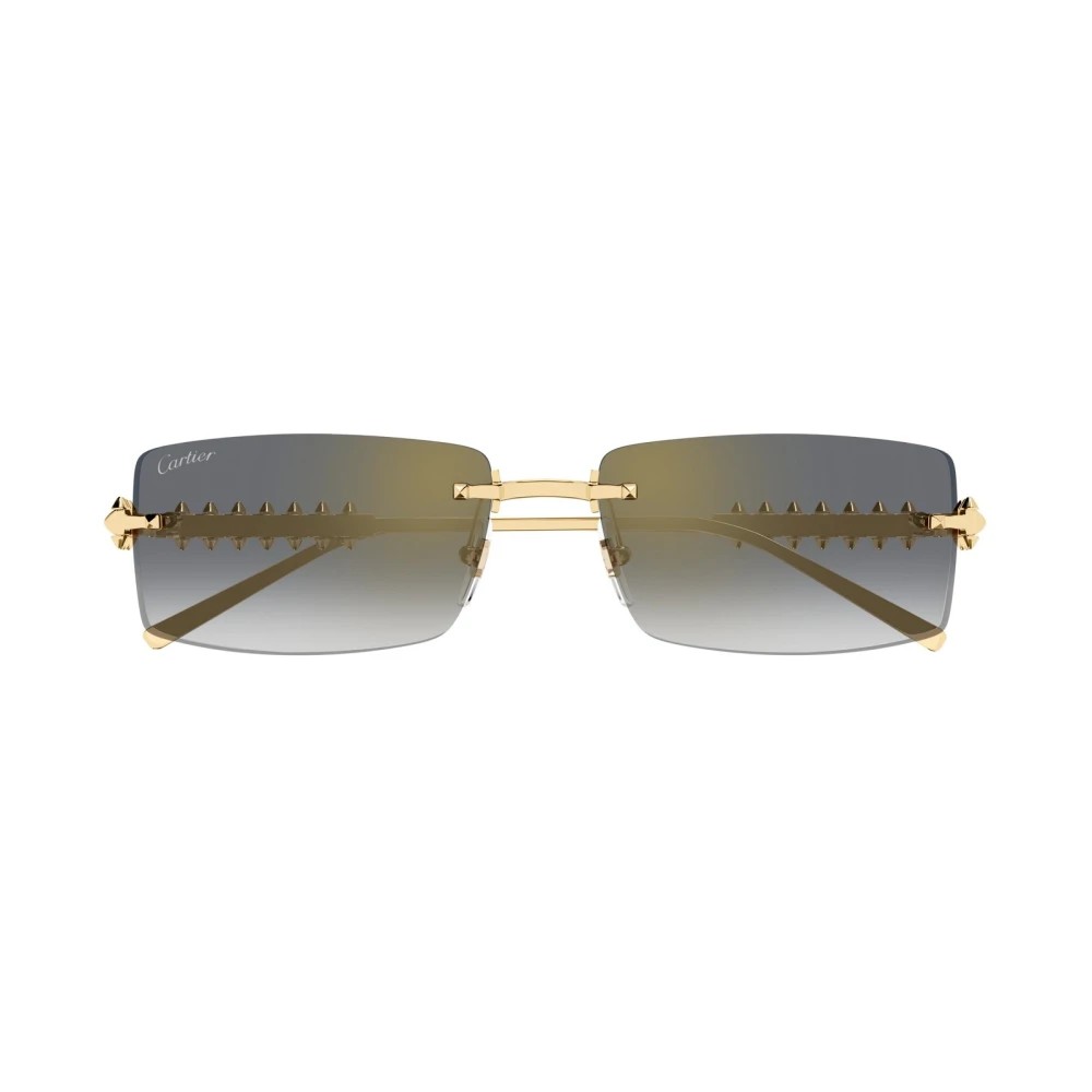 Cartier CT0604S-001 Gold Gold Grey Rectangular Sunglasses 57mm Sunglasses
