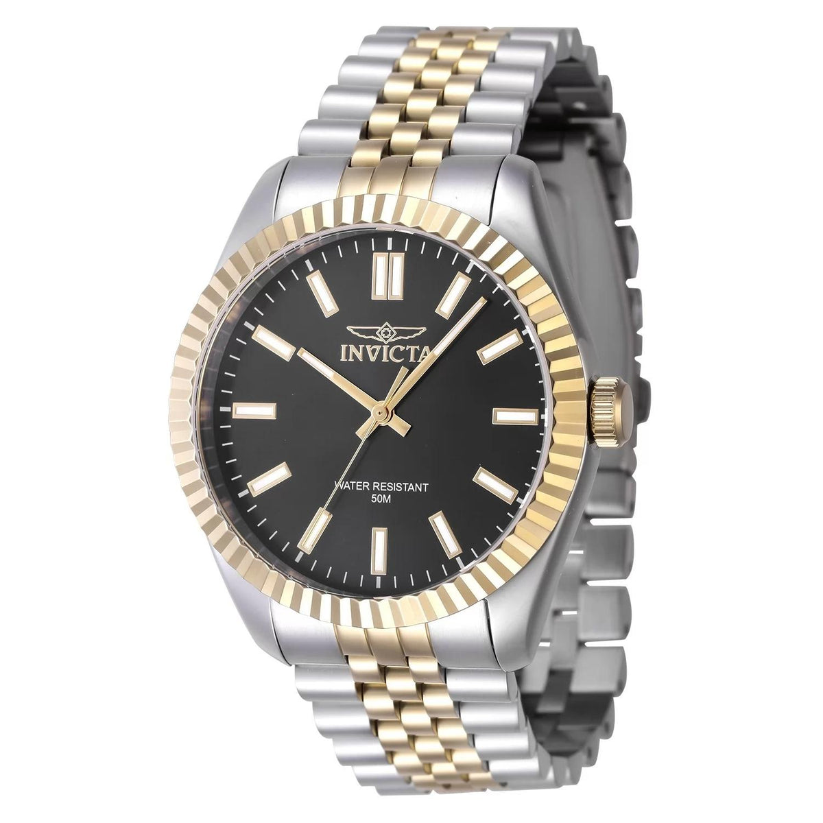 Invicta 47483 watch with black dial and stainless steel band
