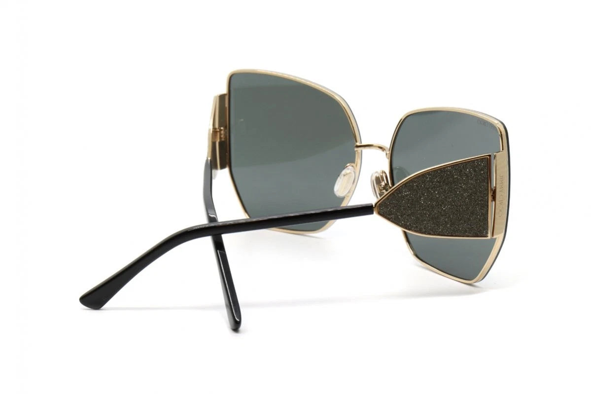 Jimmy Choo 0RIVER-S-RHL-61 Gold Black Rectangle SUNGLASSES 0mm Sunglasses
