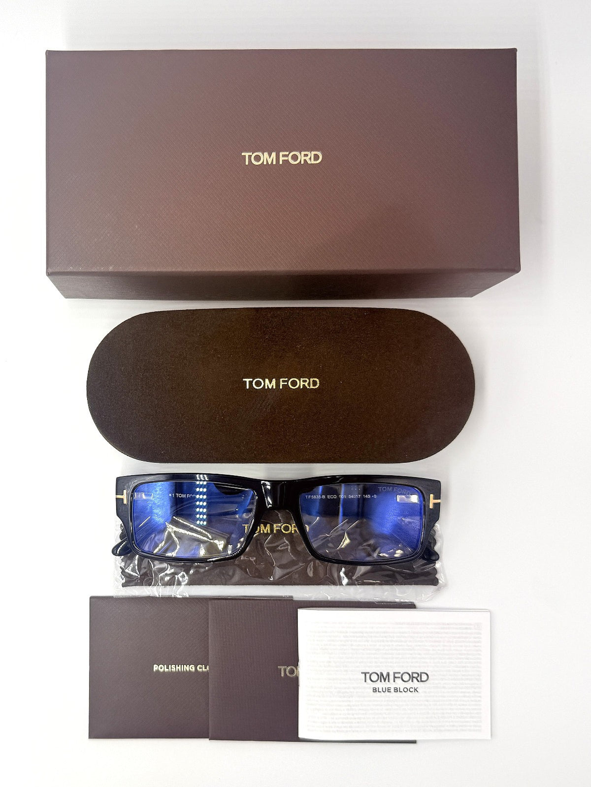 Tom Ford FT5835-B-001 eyeglasses in black frame with clear lenses