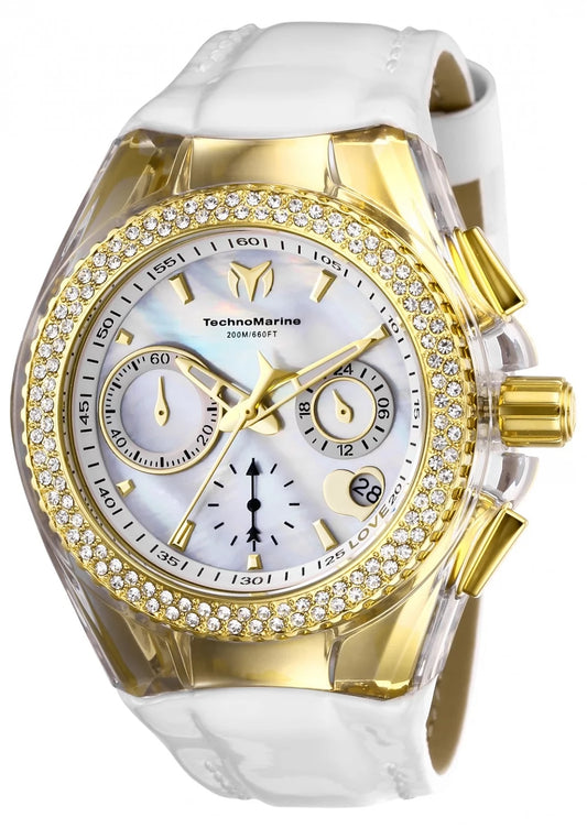 TechnoMarine TM-117046 Quartz Watch Mother of Pearl Dial Leather 40mm Lady