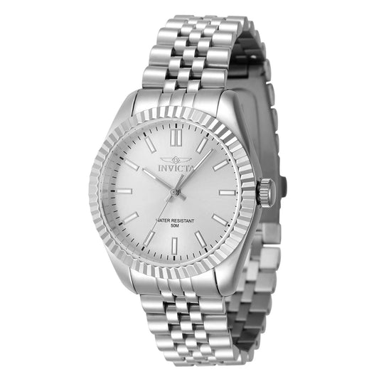 Invicta 47495 watch with silver dial and stainless steel band
