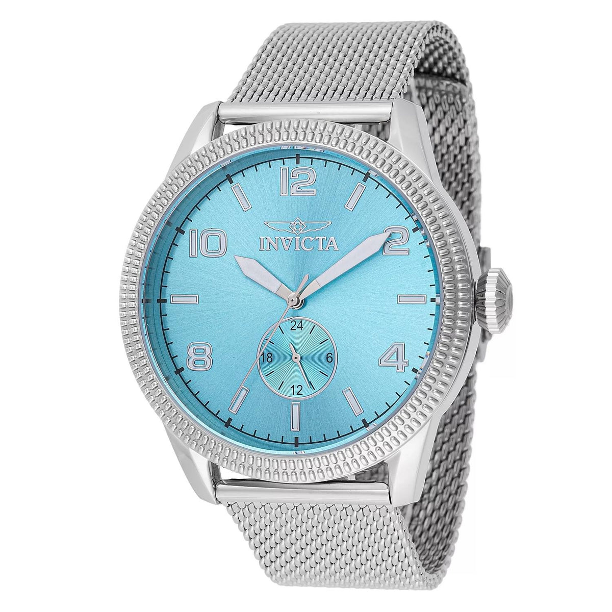 Invicta 48914 watch with light blue dial and stainless steel band
