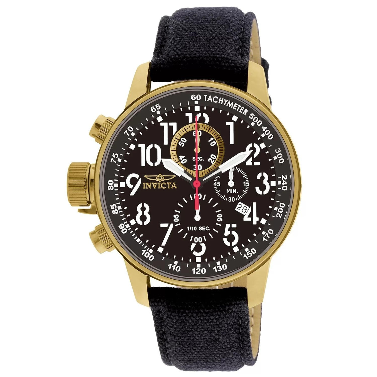 Invicta 1515 watch with black dial and riffle band