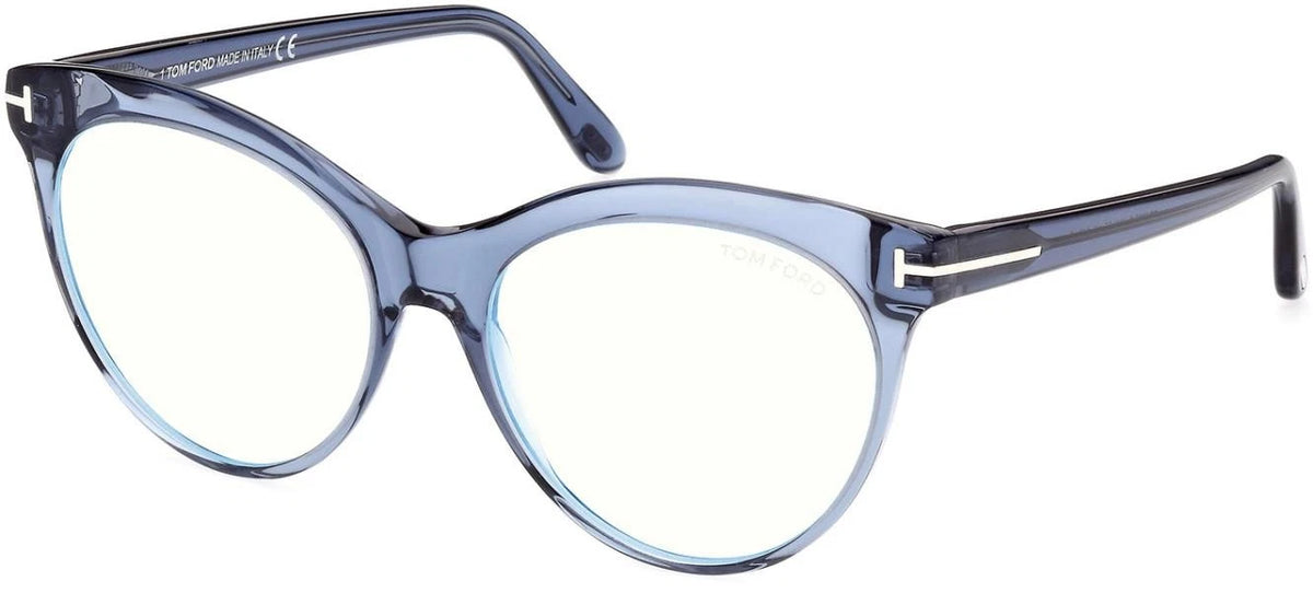 Tom Ford FT5827-B 090 Blue Rectangle Eyeglasses 55mm Eyeglasses
