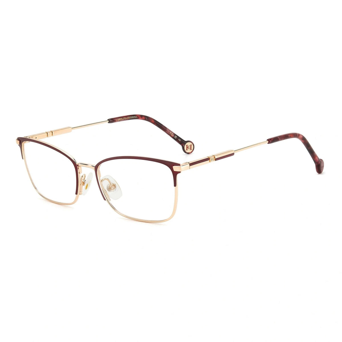Carolina Herrera HER0204-NOA-54 Gold Burgundy Rectangle Eyeglasses 54mm Eyeglasses