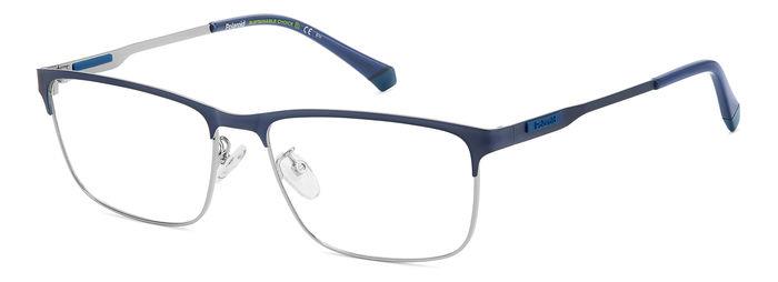 Polaroid PLDD495/G-KU0-59 Matte Blue Ruthenium Rectangle Eyeglasses 59mm Eyeglasses