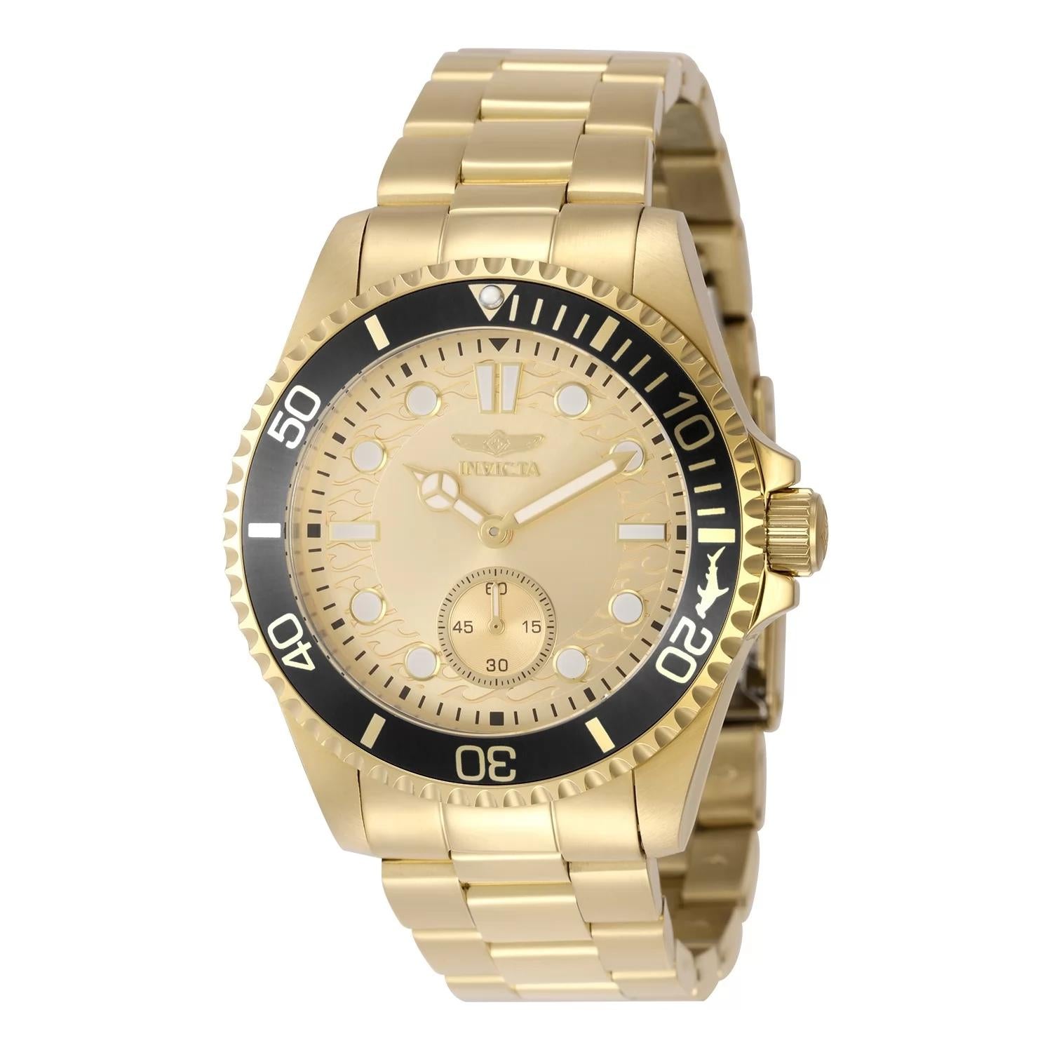 Invicta 49428 watch with gold dial and stainless steel band