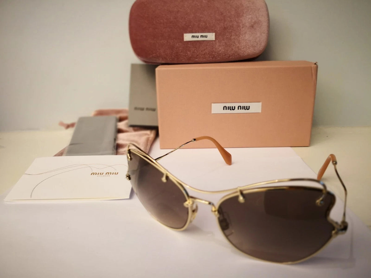 Miu Miu 0MU56RS-ZVN3D0-61 Pale Gold Full Rim SUNGLASSES 0mm Sunglasses