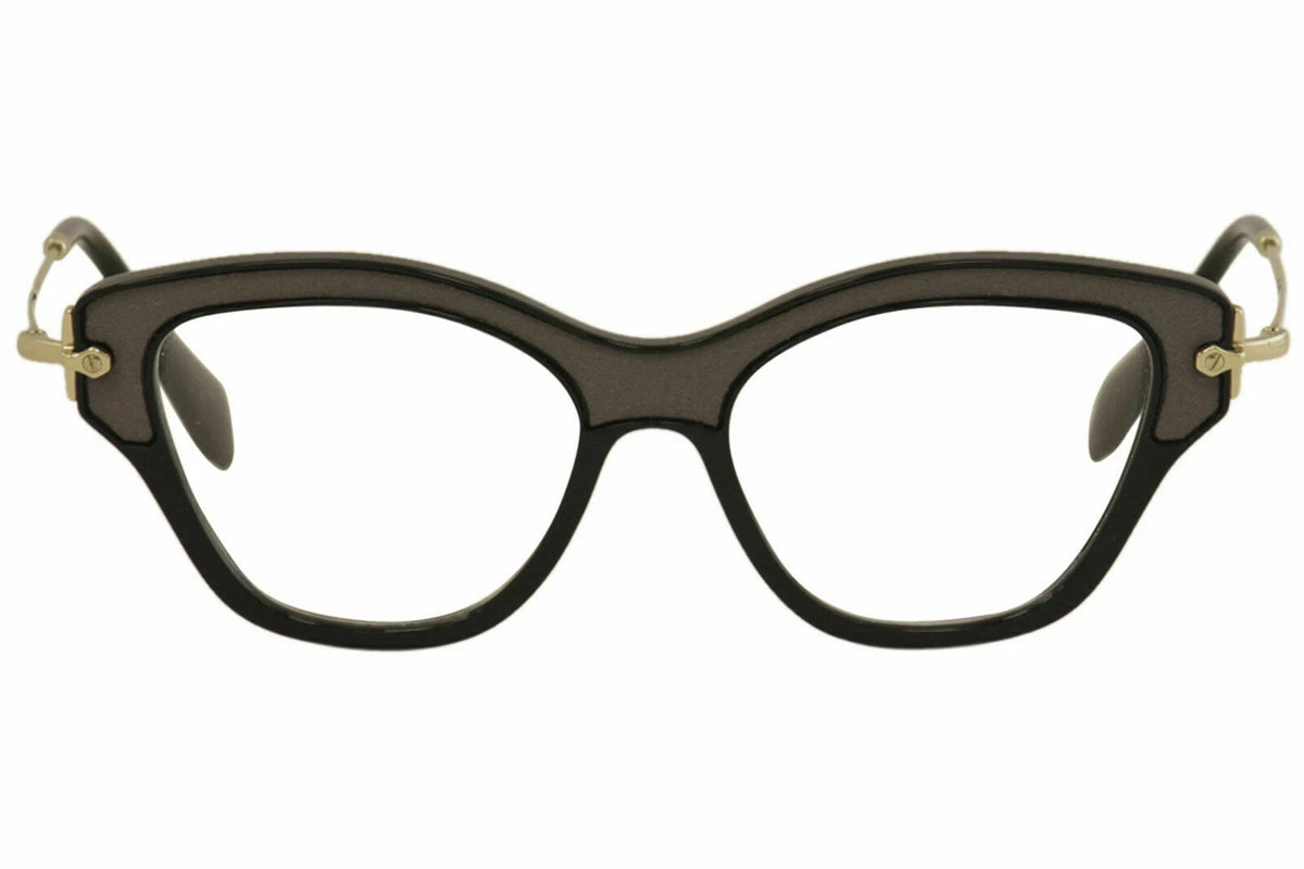 Miu Miu 0MU07OV-VIE1O1-52 Black/Gold Geometric EYEGLASSES 52mm Eyeglasses
