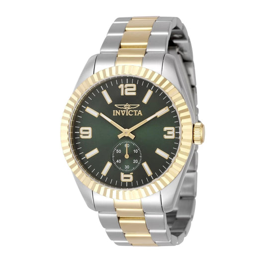 Invicta 49386 watch with green dial and stainless steel band