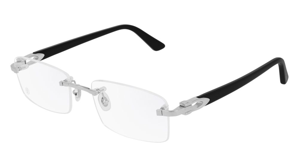 Cartier CT0287O-004 Silver Blue Rectangular Eyeglasses 54mm Eyeglasses