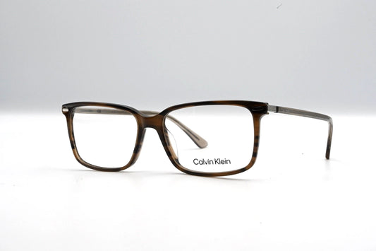 Calvin-Klein CK22542-317 eyeglasses in striped olive frame with clear lenses