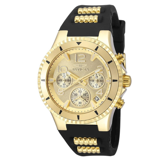Invicta 36909 watch with gold dial and silicon band