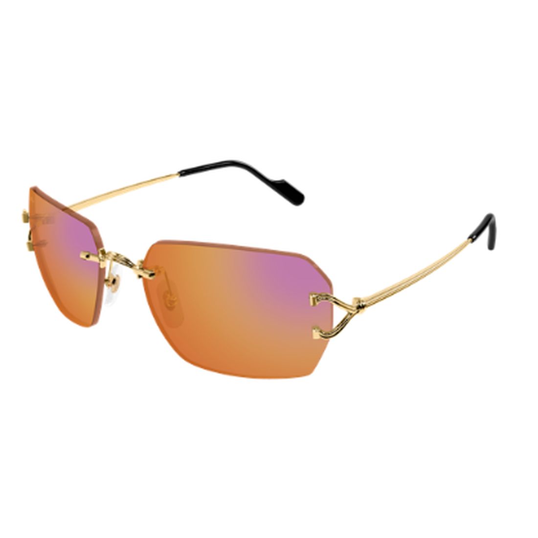 Cartier CT0664S-004 Gold Rectangular Sunglasses 59mm Sunglasses