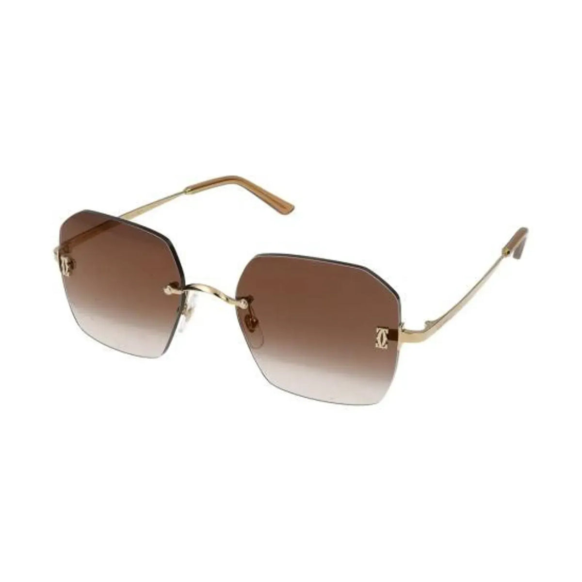 Cartier CT0591S-002 Gold Gold Brown Rectangular Sunglasses 55mm Sunglasses