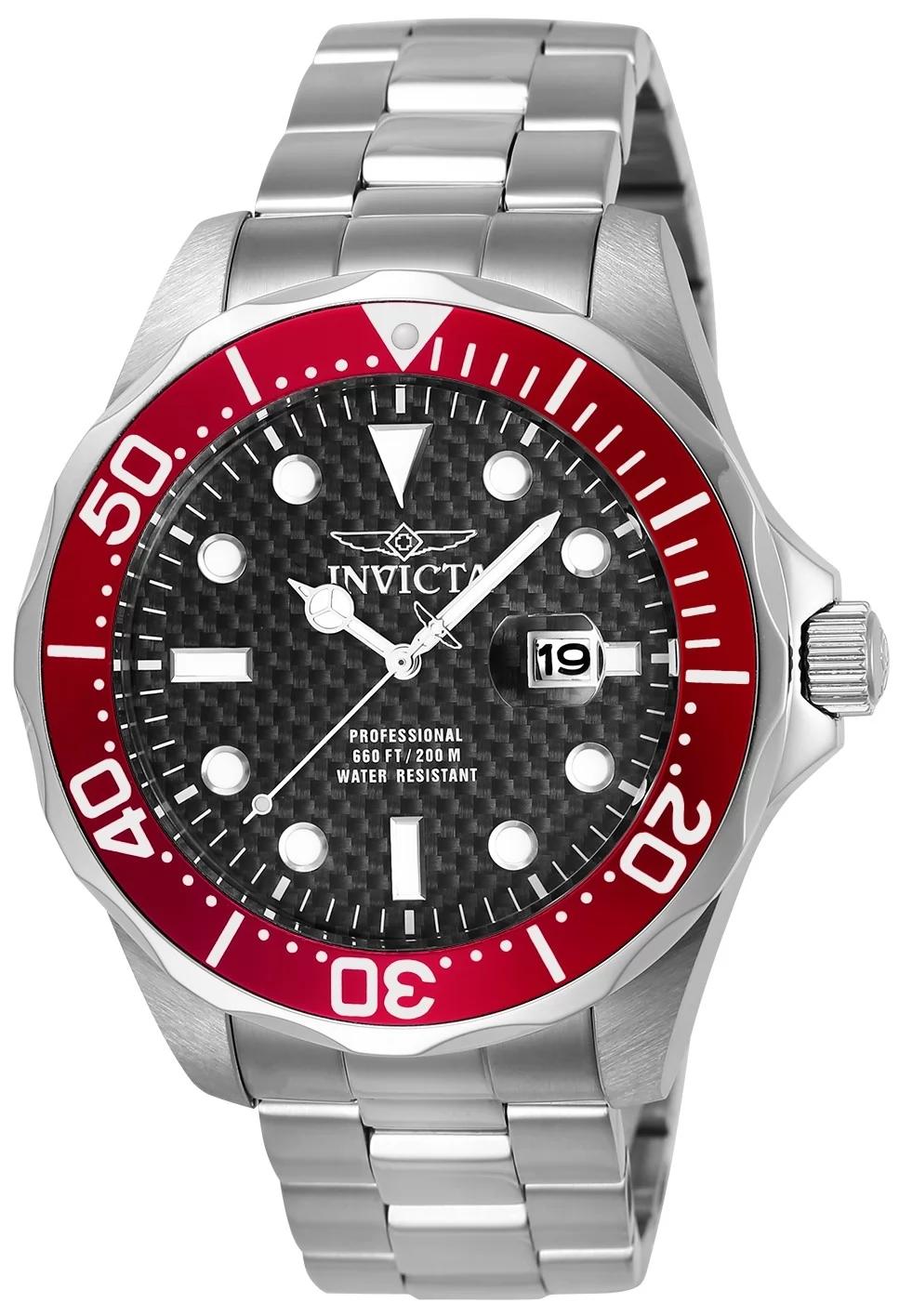 Invicta 12565 watch with black dial and stainless steel band