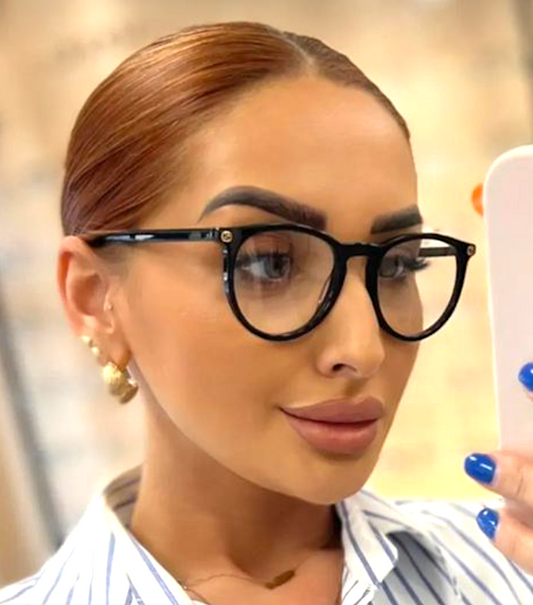Gucci GG0027o-002 eyeglasses in havana frame with clear lenses