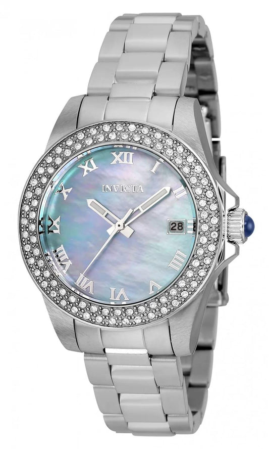 Invicta 36071 watch with blue dial and stainless steel band