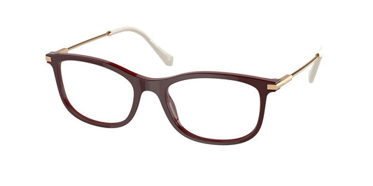Miu Miu MU09TV-01T1O1-51 eyeglasses in top pink on bordeaux frame with clear lenses
