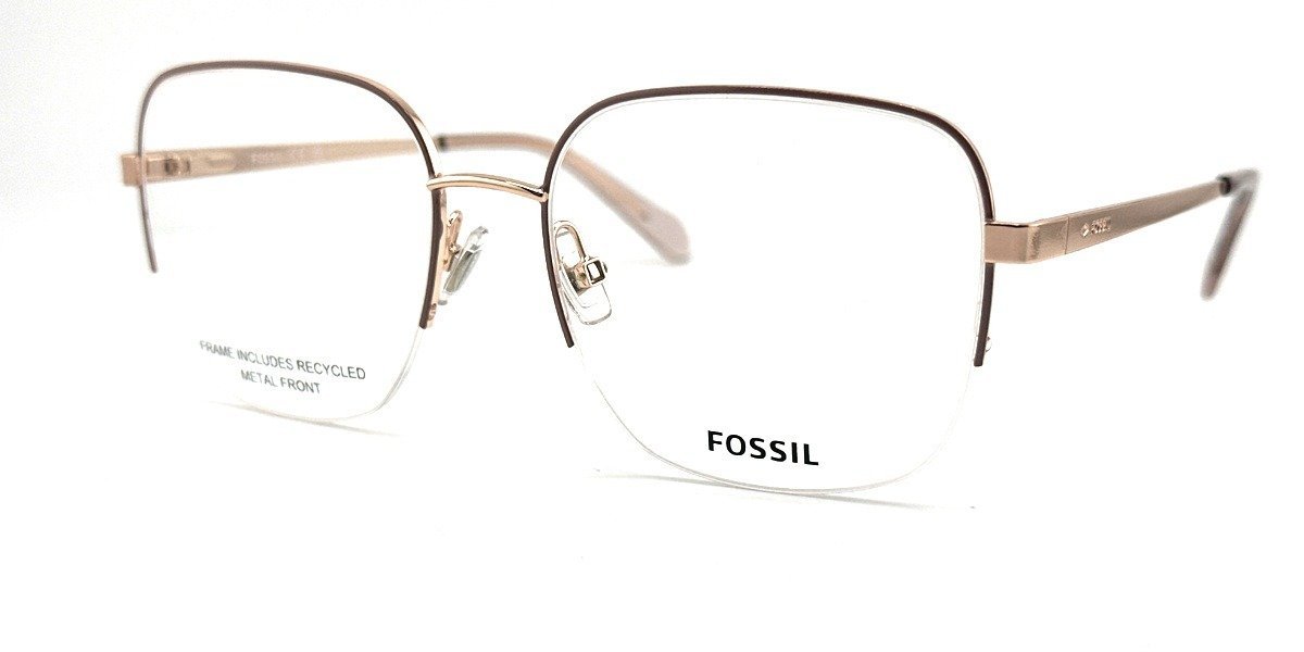 Fossil FOS-7163-G-AU2-53 RED GOLD Rectangle Eyeglasses 53mm Eyeglasses