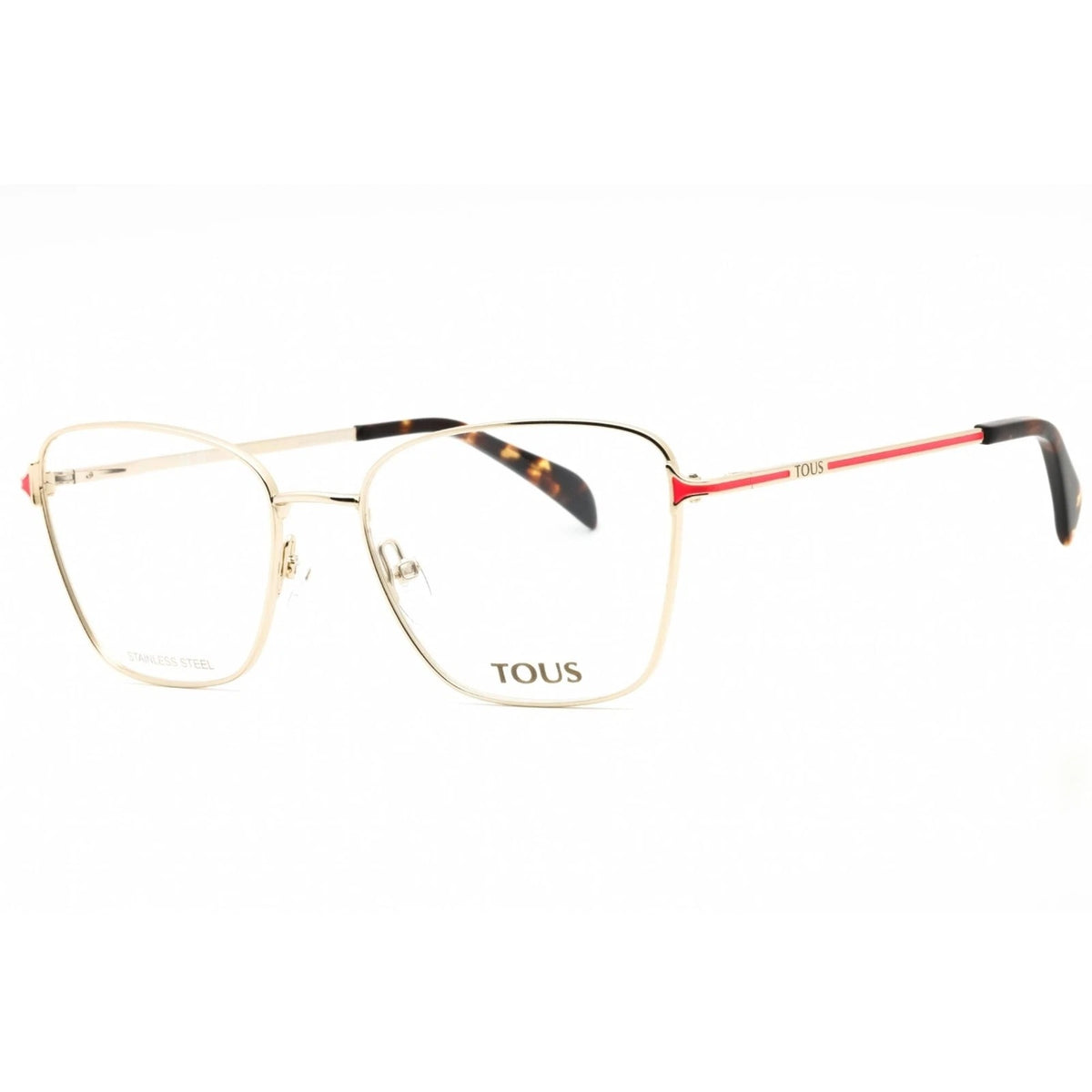 Tous VTO449-0SNA eyeglasses in shiny light gold+yellow frame with clear lenses