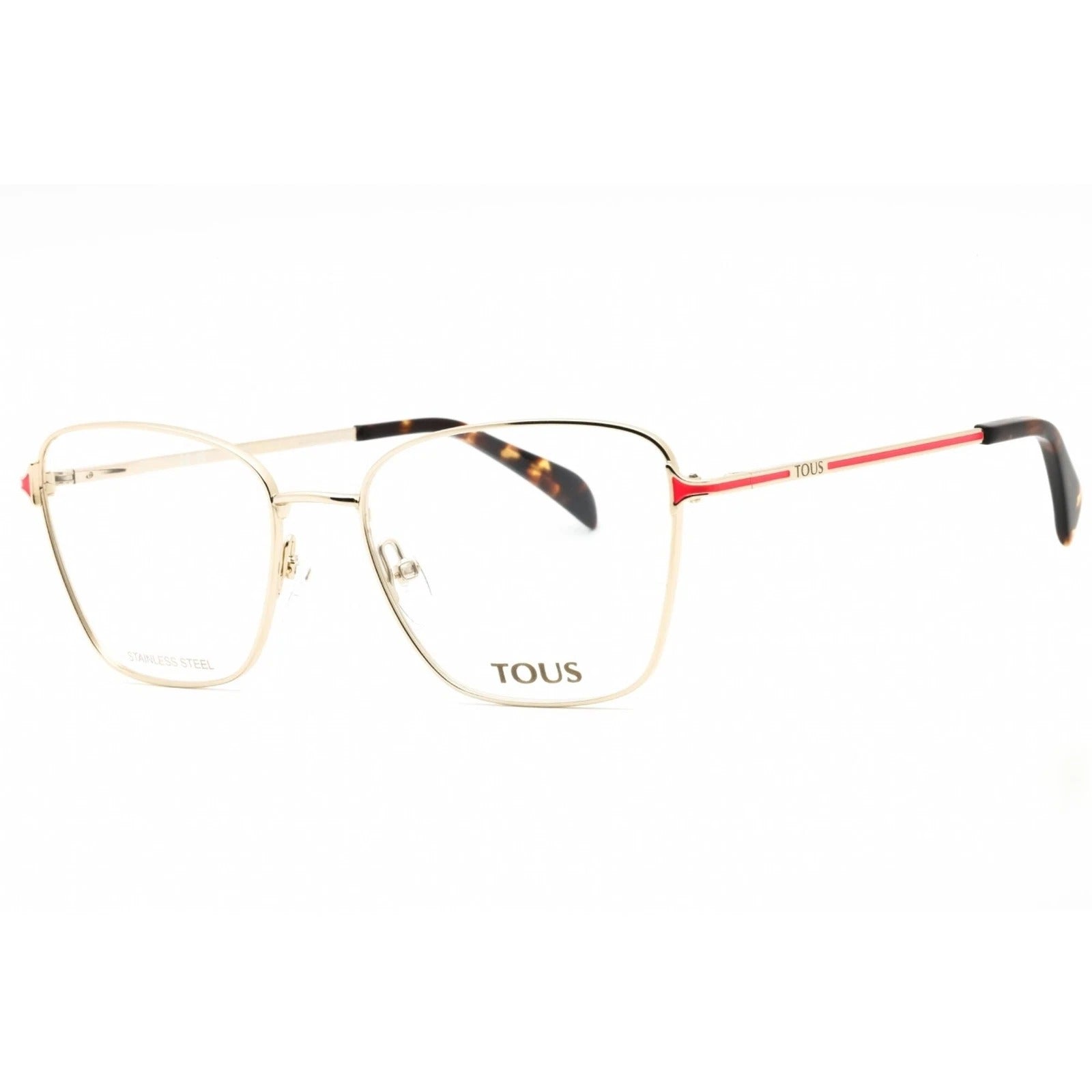 Tous VTO449-0SNA eyeglasses in shiny light gold+yellow frame with clear lenses