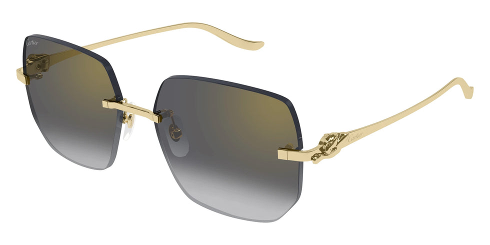 Cartier CT0549S-005 Gold Rectangular Sunglasses 57mm Sunglasses