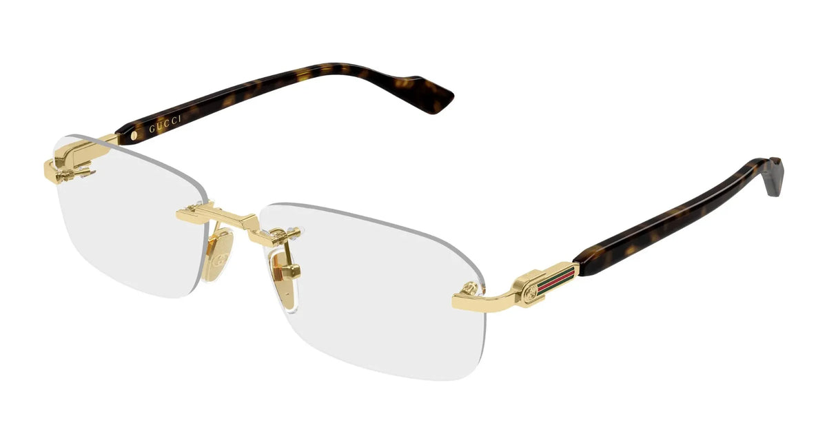 Gucci GG1221O-007 Gold Rectangular Eyeglasses 56mm Eyeglasses