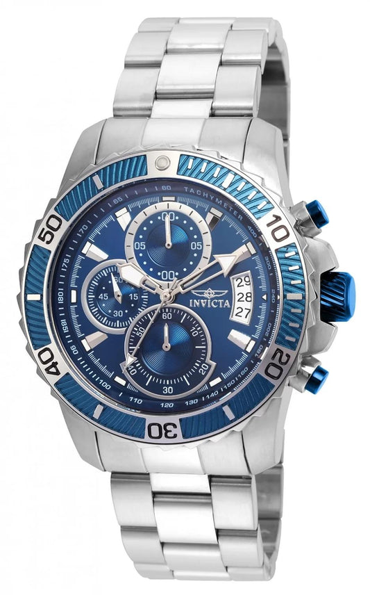 Invicta 22413 watch with blue dial and stainless steel band
