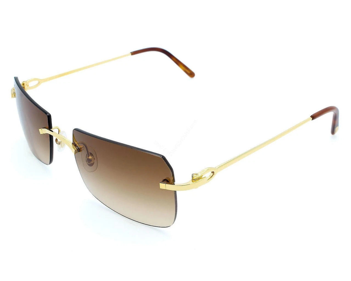 Cartier CT0011RS-001 Silver Silver Grey Rectangular Sunglasses 58mm Sunglasses