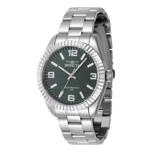 Invicta 47465 watch with green dial and stainless steel band