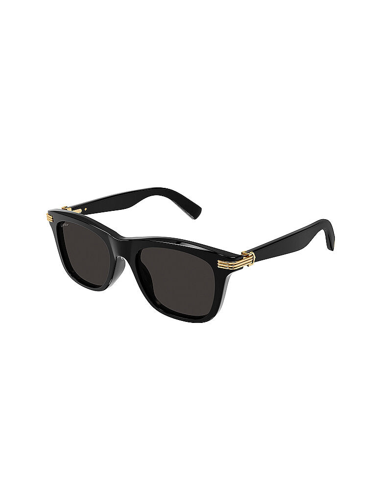 Cartier CT0396S-001 Black Black Grey Rectangular Sunglasses 53mm Sunglasses