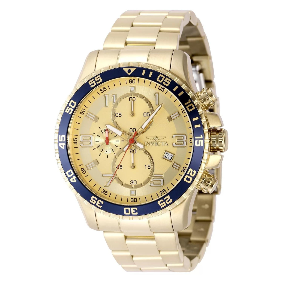 Invicta 49095 watch with gold dial and stainless steel band