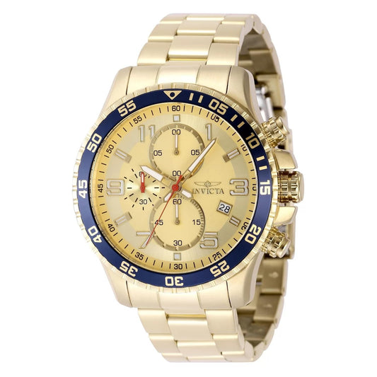 Invicta 49095 watch with gold dial and stainless steel band