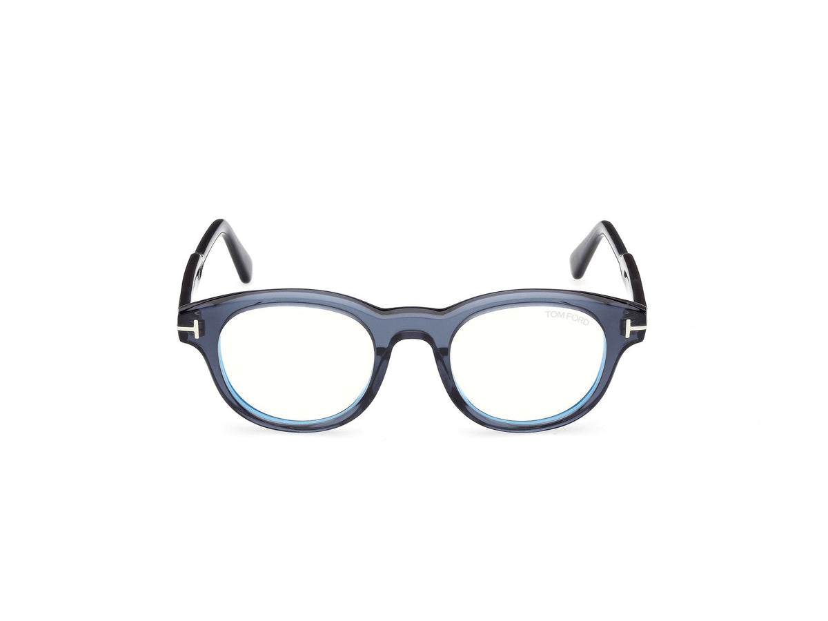 Tom Ford FT6121-B-47090-47 Shiny Blue Round  47mm Eyeglasses