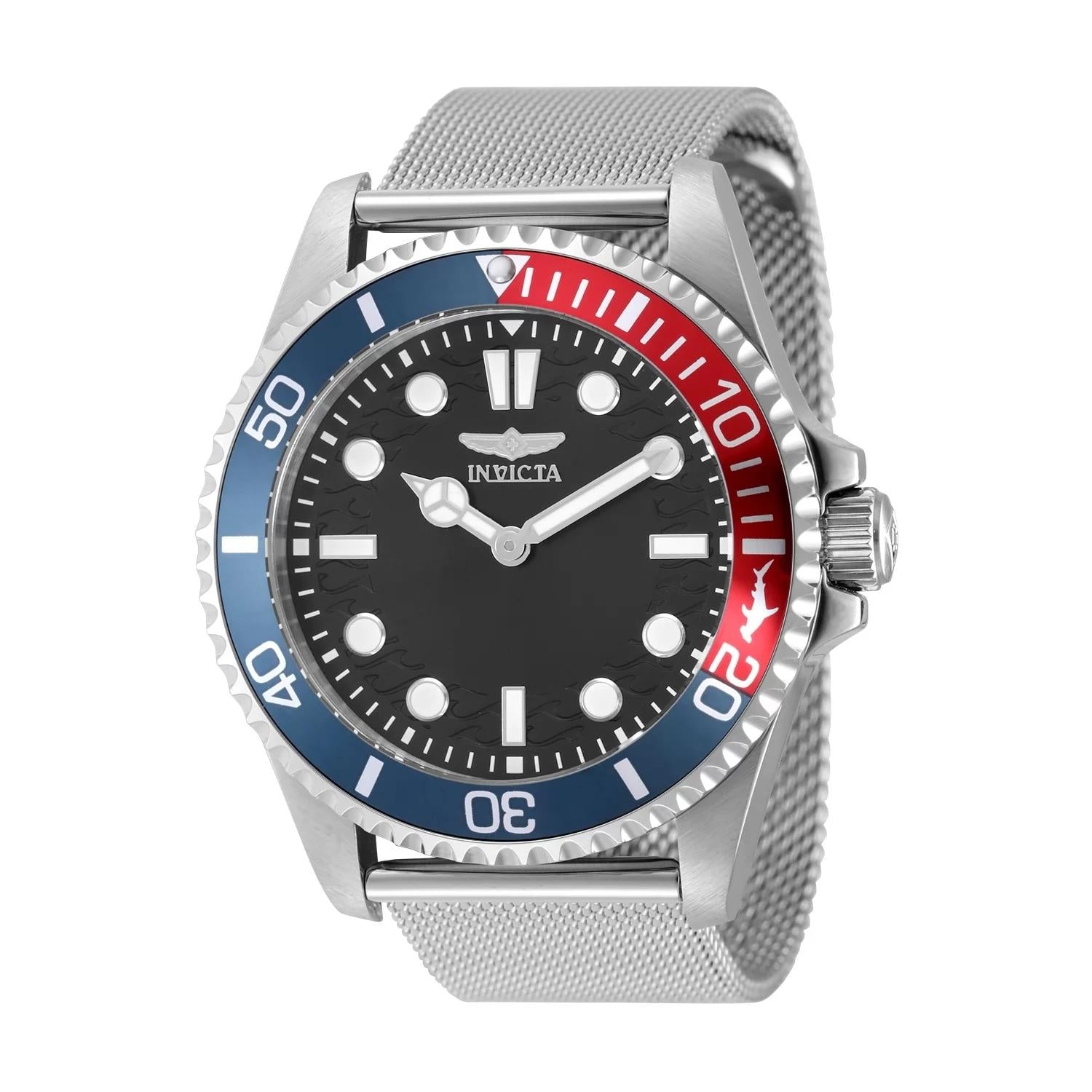 Invicta 49689 watch with black dial and stainless steel band