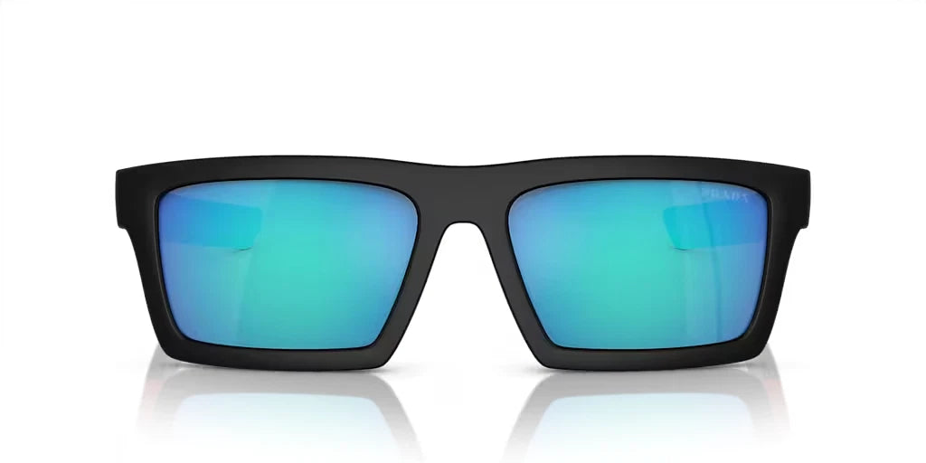 Prada 0PS02ZSU-1BO08R-58 sunglasses in black frame with blue lenses