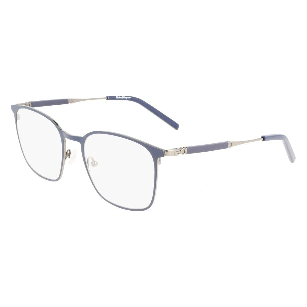 Salvatore Ferragamo 54mm Rectangular eyeglasses in light ruthenium frame with clear demo lenses