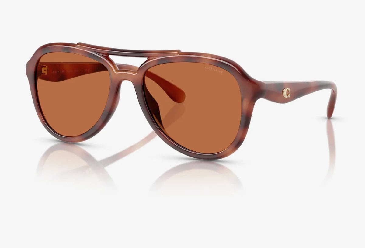 Coach 0HC8406U-577473-55 CARAMEL TORTOISE Round SUNGLASSES 0mm Sunglasses