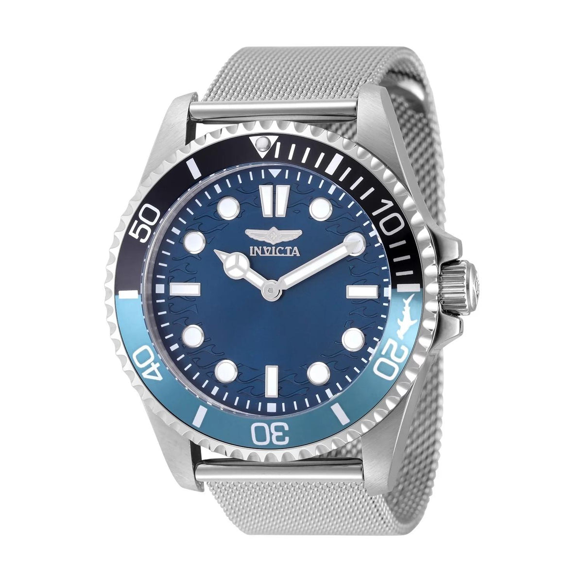 Invicta 49686 watch with blue dial and stainless steel band