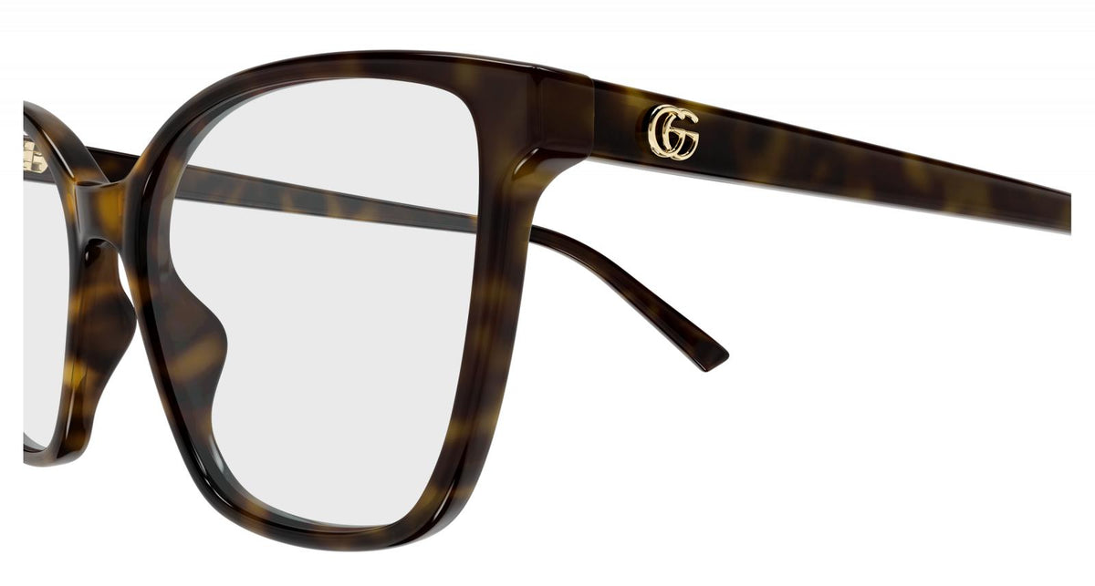 Gucci GG1995o-002 eyeglasses in havana frame with clear lenses