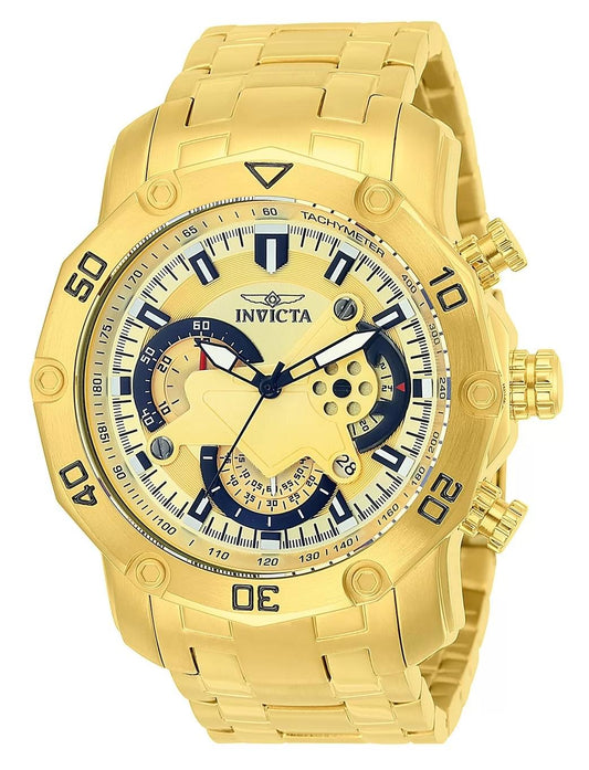Invicta 22761 watch with gold dial and stainless steel band