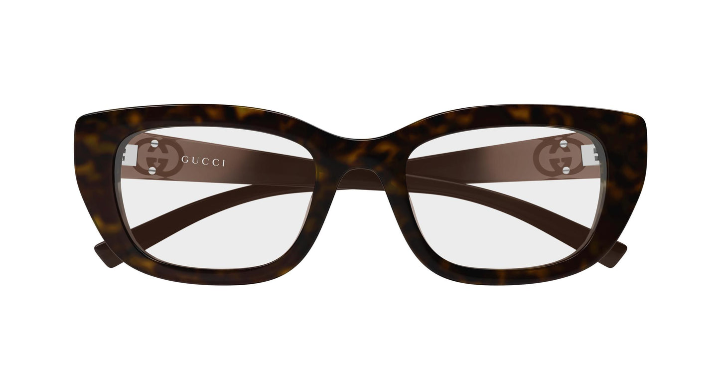 Gucci GG2027o-002 eyeglasses in brown frame with clear lenses